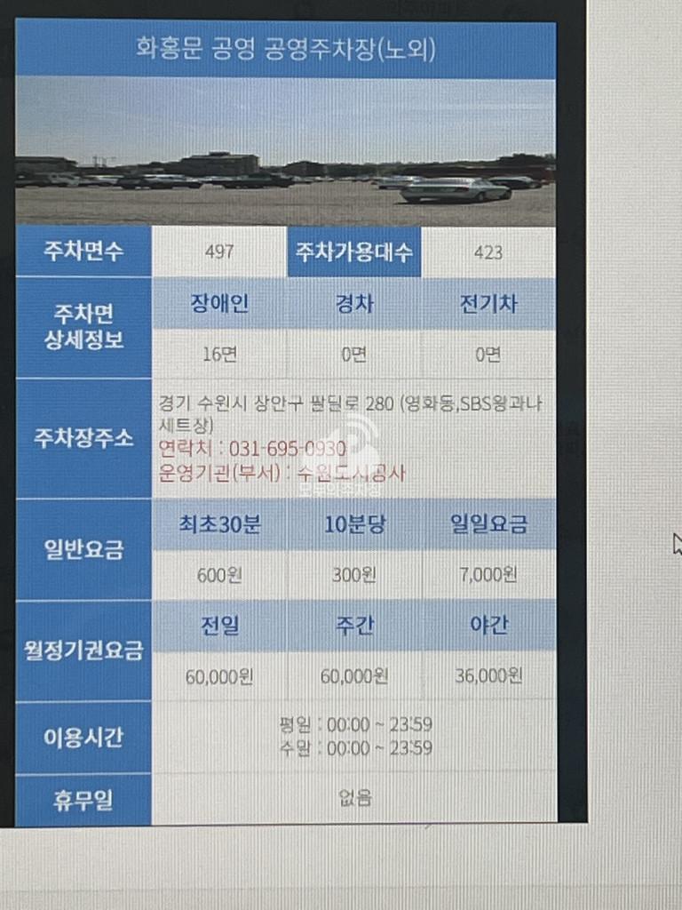 화홍문 공영 주차장 이미지 1